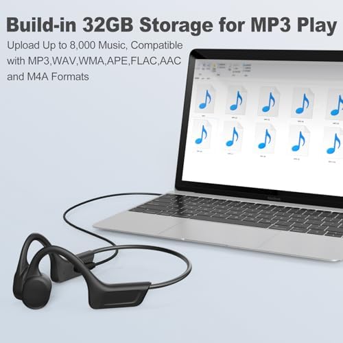Advanced Bone Conduction Wireless Headphones – IPX7 Waterproof Earbuds with Bluetooth 5.3 for Active Athletes – 10-Hour Playtime, Built-in Mic, Ideal for Running, Cycling, and Hiking – Experience Sound Without Isolation
