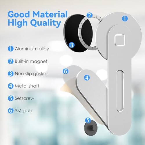 CloudValley Adjustable Laptop Stand, Magnetic Phone Holder, Aluminum Slim Computer Monitor Side Mount Clip for iPhone MagSafe Series & All Phones, Portable Foldable Computer Expansion, Matte Black – Enhanced Compatibility and Speed