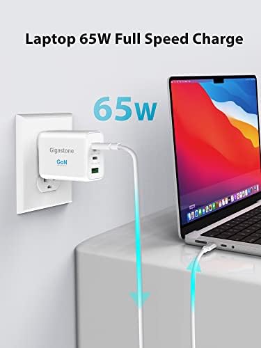 Gigastone 65 W Ga N USB C Charger 2-Pack: Ultimate Fast Charging Solution with Intelligent Power Allocation for Mac Book, Dell XPS, i Phone 16/15, i Pad, Galaxy S24 – Compact Foldable Travel Adapter for Maximum Compatibility and Efficiency