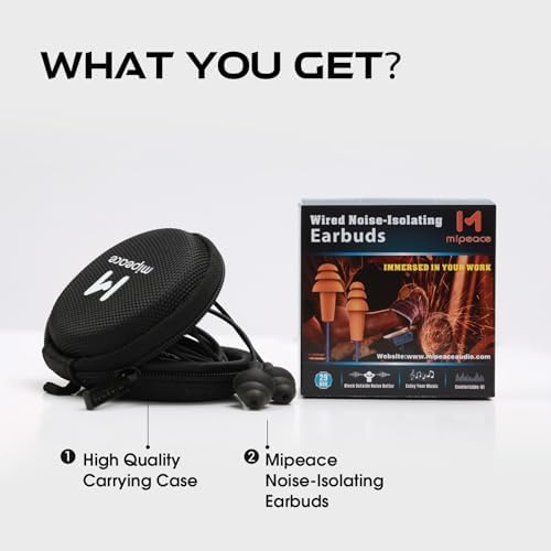 MIPEACE Professional Noise-Canceling Earbuds – Engineered for Comfort and Longevity in Industrial Settings – Sweatproof Design with Effortless Device Pairing and Immersive Acoustic Experience for Construction Workers