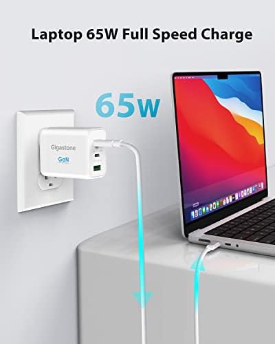 Gigastone 65 W Ga N USB-C Charger: High-Speed Travel Adapter with Intelligent Power Allocation for Mac Book, i Phone 16/15, Galaxy S24 & More – Compact, Foldable Design for Ultimate Portability & Multi-Device Charging Efficiency