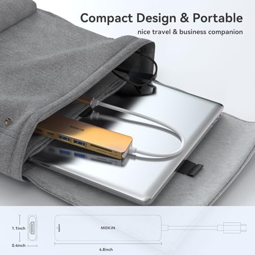 Transform Your Mac Book Pro/Air into a Powerhouse: MOKi N 7-in-1 USB C Hub HDMI Adapter with 4 K Support, Dual Card Readers, and Rapid 5 Gbps Data Transfer – Ideal for Dell XPS and Lenovo Think Pad Users!