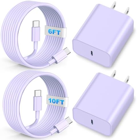 Lightning-Fast 20 W USB-C Wall Charger & 10 FT Cable for i Phone 15/16/Plus/Pro Max – Sleek Pink-Blue Power Adapter for Ultimate Charging Performance and Versatile Use