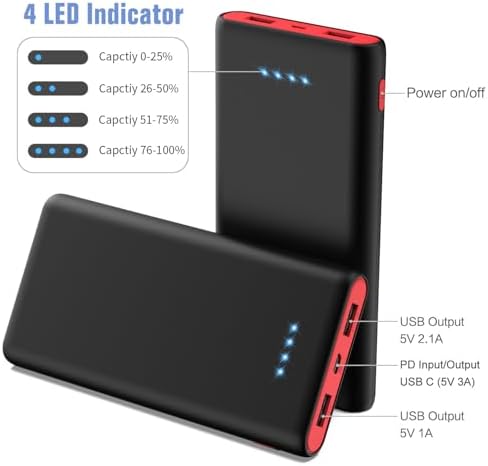 High-Capacity 25,800 m Ah Portable Charger Power Bank – Fast USB C Charging with Intelligent Smart IC, 3 USB Ports for Multi-Device Support – Ideal for i Phone 16/15/14, Galaxy, & Android – Reliable Power On-the-Go