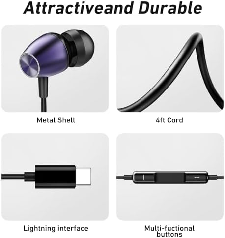 Transform Your Listening Journey with Dual Pack USB-C Earbuds – Premium Hi-Fi Stereo Headphones Featuring Advanced Noise Cancellation Mic for i Phone 15/16 Pro Max, Galaxy S24/S23/S22/S21/A53, Pixel 8/7/6 – Ultimate Comfort & Swift Connectivity for Audiophiles and Everyday Users
