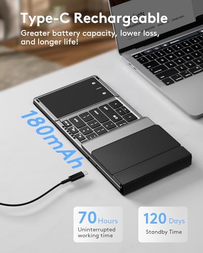 Samsers Portable Foldable Bluetooth Keyboard with Touchpad – Multi-Device Wireless Travel Companion for i OS, Android, Windows & Mac OS – Effortless Workflow with Bluetooth 5.1 and Long Battery Life – Perfect for On-the-Go Professionals