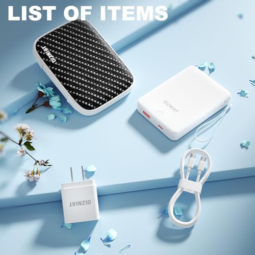 Premium 10000 m Ah Slim Portable Power Bank with Dual Built-In Cables – Fast 22.5 W Quick Charge for i Phone 11-16 & Android Devices – Ultra-Lightweight Travel Companion with 4 Outputs – Complete Charging Solution Including Wall Charger & Organizer – Versatile Compatibility for All Your Gadgets