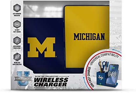 NCAA Unisex Fast Wireless Charging Stand & Desk Organizer – Stylish Multi-Device Charger for Sports Enthusiasts, Efficient Workspace Solution with Built-in Accessory Compartments