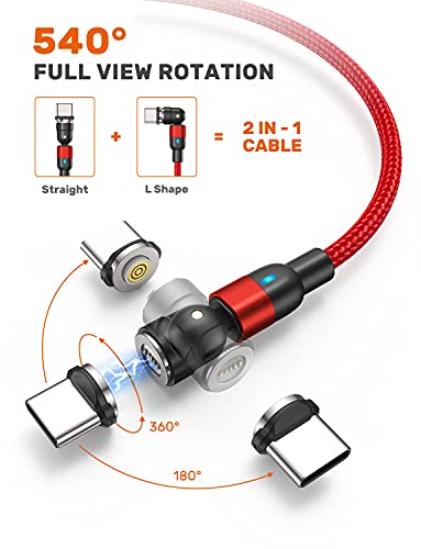 AUFU Magnetic Fast Charging Cable Set – 5 Pack (1.6 ft, 3.3 ft, 3 x 6.6 ft) – 3 A High-Speed USB C Charging & Data Transfer – Durable Nylon Braided Design – Effortless Magnetic Connection in Stylish Red – Versatile Compatibility for All Devices – Upgrade Your Charging Efficiency