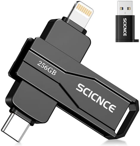 Unleash Your Digital Freedom with the SCICNCE 512 GB Flash Drive: Effortless Plug and Play Memory Stick for i Phone, i Pad, Android, and PC – Ultimate Storage Solution for Photos, Videos, and Documents in Sleek Metal Silver Design – Fast Transfers, No App Required, Perfect for On-the-Go Backup