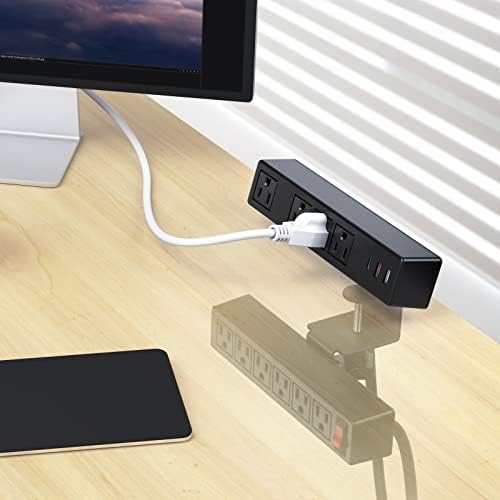 Maximize Workspace Efficiency with VILONG’s Dual Layer Desk Clamp Power Strip – 10 Outlet & 3 USB Charging Station, 20 W Edge Mount Surge Protector with 3 Ft Extension Cord for Home & Office Use – Clutter-Free Power Solution for All Devices
