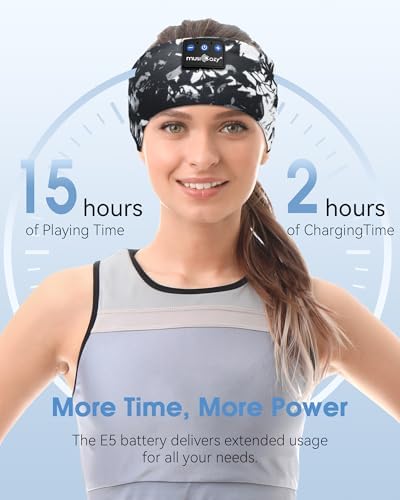 MUSICOZY Bluetooth 5.4 Sleep Headband – Ultra-Thin Stereo Earbuds for Uninterrupted Comfort and Performance, Sweat-Resistant for Active Lifestyles & Serenity (White Red) – Elevate Your Audio Experience with Innovative Design and Superior Sound Quality