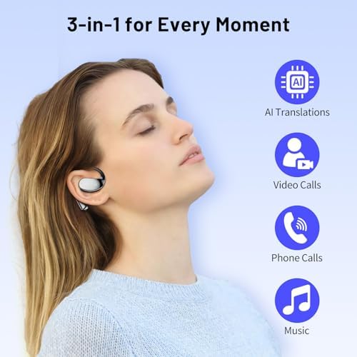 AI-Powered 144-Language Translation Earpiece: Seamless 3-in-1 Bluetooth Earbuds for Instant Communication on i Phone & Android – Perfect for Travel, Business Meetings, and Language Mastery with Enhanced Speed & Compatibility