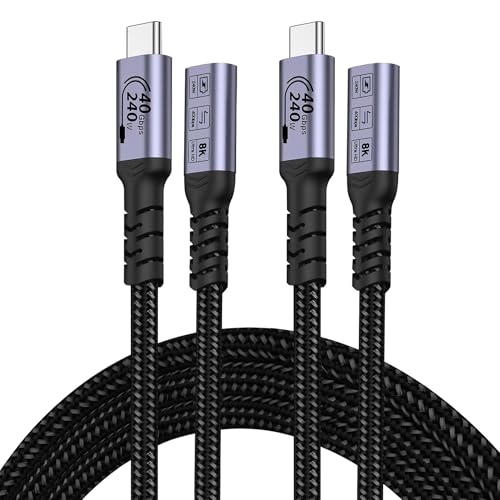 Ultimate USB C Extension Cable 3.3 FT – Dual Pack of 240 W Fast Charging & 40 Gbps Data Transfer Cords for Seamless 8 K Video Connectivity – Type C Male to Female Adapter for i Phone 16/15 & PSVR2 – Superior Speed and Compatibility for Enhanced Device Performance
