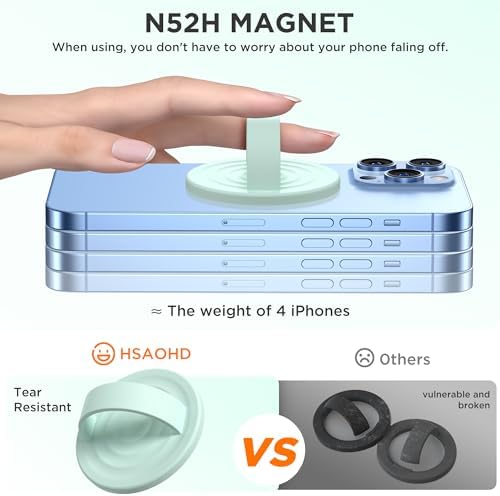 Upgraded Magnetic Phone Grip for i Phone: Premium Silicone Loop Holder with Mag Safe Compatibility – Ergonomic 360-Degree Stand, Non-Slip Design in Sleek Black for Enhanced Comfort and Secure Handling on i Phone 16/15/14/13/12 Pro Max/Plus