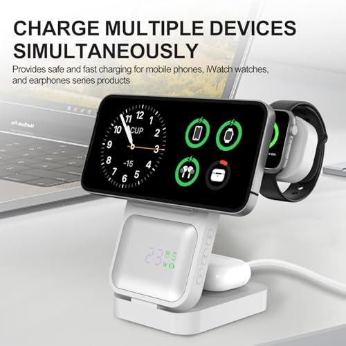 3-in-1 Wireless Charging Dock for Apple Watch, i Phone, and Air Pods – Fast, Efficient Multi-Device Charger Station for Enhanced Compatibility (Black)