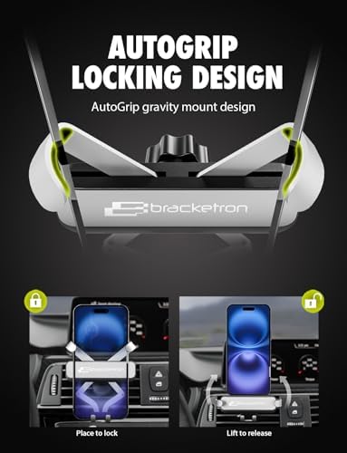 Bracketron Auto Grip Series Car Phone Holder – Effortless AC Vent Mount with Universal Compatibility & One-Handed Operation for Safe Driving