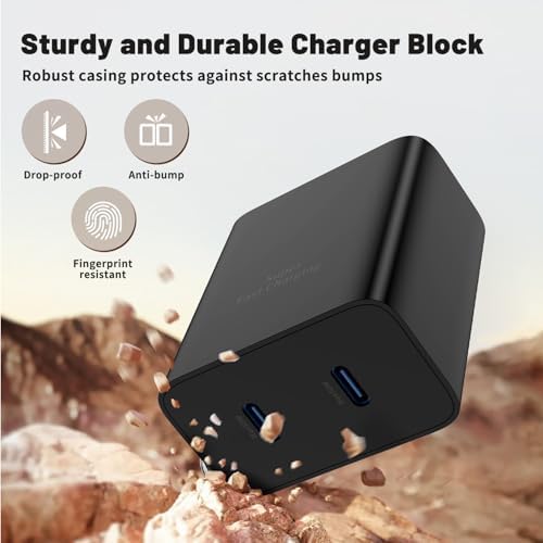 45 W Samsung Super Fast Charger Duo with 10 ft USB C to C Cable – Ultimate Charging Solution for Galaxy S25/S24/S23/S22 Series and Note 20/10 – Enhanced Speed, Versatile Use, and Durable Design for Everyday Convenience