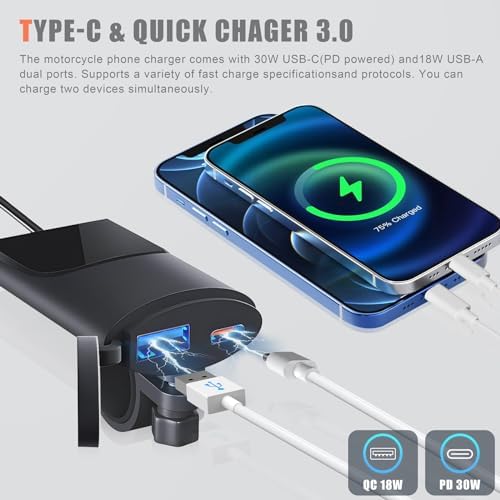 Ultimate Motorcycle USB Charger by Qidoe – Dual USB Ports with Quick Charge 3.0 & Waterproof Design for Fast Device Charging on the Go – Ideal for Phones, Tablets & GPS Systems – Unmatched Durability & Compatibility for All Riders