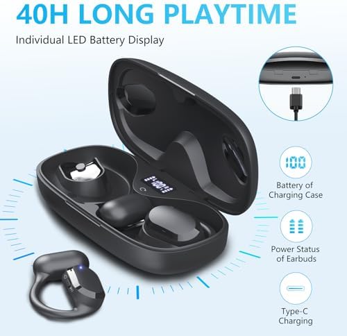 Open Ear True Wireless Earbuds – Cutting-Edge Bluetooth 5.4 Headphones with IP67 Waterproof Design and Advanced Dual DSP Noise Cancellation for Sports and Professional Use – Ultimate Comfort and Durability for All-Day Audio Enjoyment
