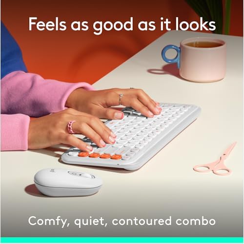 Elevate Your Workspace with the Logitech POP ICON Wireless Bluetooth Keyboard – Stylish Graphite & White Design, Effortless Multi-Device Switching, Comfortable Low-Profile Typing, and Customizable Keys for Enhanced Productivity on Laptops, Tablets, and PCs