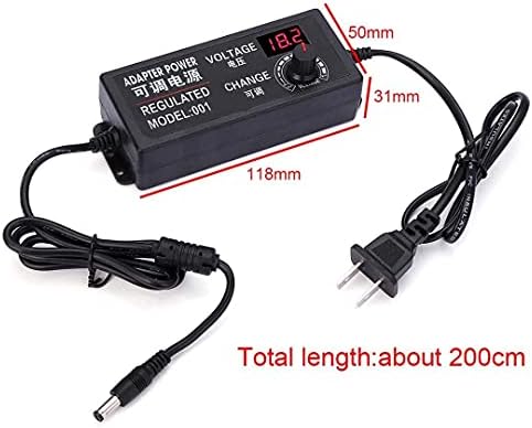 Yetaida Adjustable AC/DC Power Adapter 9 V-24 V 3 A with Digital LCD Display – Ideal Electric Supply for LED Strips and Household Devices, Compact 5.5 x 2.5 mm Connector for Ultimate Versatility and Performance Monitoring