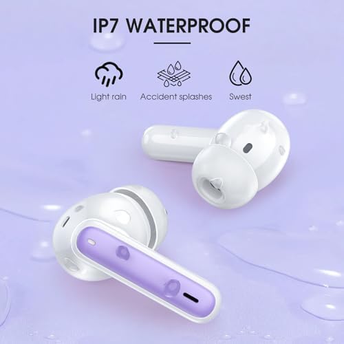 Unleash Superior Audio Performance with Sea Blue Wireless Earbuds – Featuring Bluetooth 5.3 for Rapid Connection, 40-Hour Endurance, Deep Bass Enhancement, and Noise Cancelling Technology – IP7 Waterproof for All-Weather Use with i Phone & Android Compatibility