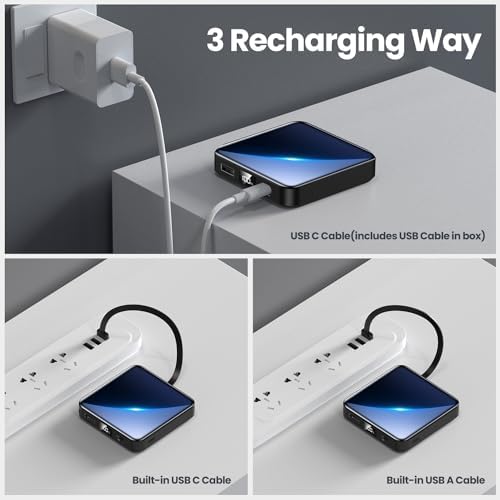 Ultra-Compact 12000 m Ah Fast Charging Power Bank with Built-in Cables – All-in-One Portable Charger for i Phone, Tablets & Samsung Devices, Featuring USB C Input/Output and LED Battery Display for Maximum Efficiency and On-the-Go Convenience