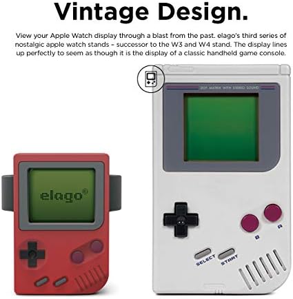 elago W5 Apple Watch Charging Stand – Premium Vintage Dock for i Watch Series 1-10 (38 mm to 46 mm) – Enhanced Stability and Seamless Notification Access for Smartwatch Users – Sleek Minimalist Design for Home and Office