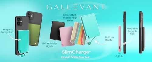 Magnetic Ultra-Slim 5000 m Ah Power Bank with Integrated USB-C Cable – Lightweight Travel Charger for i Phone 15 & Android Devices, TSA Compliant, Effortless Charging with Adhesive Magnet for Ultimate Convenience