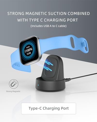 Upgrade Your Fitbit Charging Experience: Premium Magnetic Dock for Fitbit Sense, Sense 2, Versa 3 & 4 – Fast, Reliable Power Delivery with Compact Design and Included Cable – Essential Smartwatch Accessory in Sleek Black