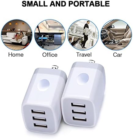 Power Up Your Devices with the Ultimate 18 W USB Wall Charger Adapter – Fast Charging Multi-Port Cube for i Phone 6-16, i Pads & Samsung Smartphones – Compact & Portable Charging Solution for Home and Travel – Reliable 3-Ports Charger Block with Enhanced Circuitry for Maximum Safety and Efficiency