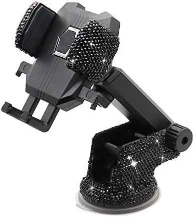 LYCARESUN Crystal Rhinestone Car Phone Mount Holder – Elegant Dashboard & Windshield Stand for Women, Universal Compatibility for Most Smartphones, Stunning Bling Car Accessory, Adjustable Viewing Angles for Hands-Free Navigation, Durable & Easy to Clean