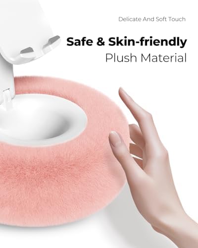 Phone Stand with Pillow, Adjustable iPhone Stand with Anti-Slip Strips, Fuzzy Tablet Holder- Compatible with 4″-7″ Devices, Including iPhone, iPad, Kindle, and Android (Pink) – Enhanced Compatibility and Speed