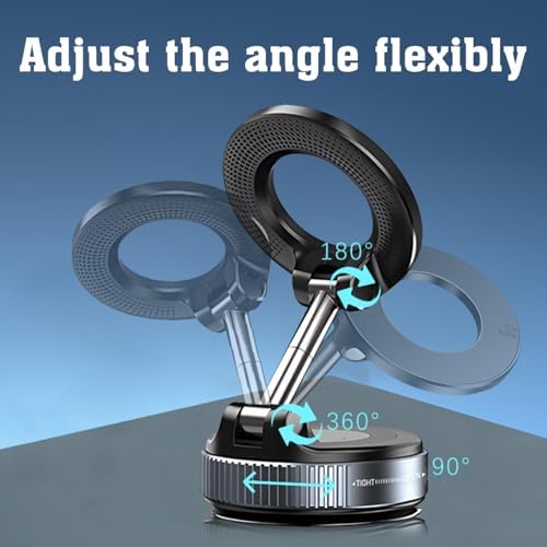 Magnetic Suction Phone Holder,Kitchen Cell Phone Holder,Car Suction Cup Vacuum Magnetic Phone Hholder,Multi-Scene Applicable Cell Phone Holder for iPhone (Black) – Enhanced Compatibility and Speed