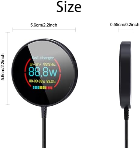 Enhance Your Charging Experience with the Premium 15 W Mag Safe Wireless Charger – LCD Display, Magnetic Fast Charging Pad for i Phone 12-16 Series, Sleek Glass Design, USB-C Port, Perfect for On-the-Go Power Solutions