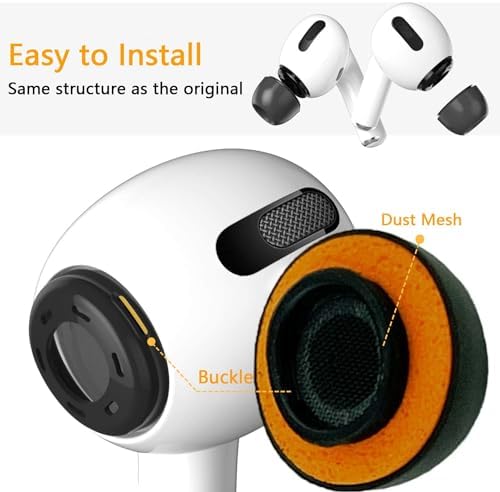 Enhance Your Air Pods Pro Sound with Premium Hybrid Memory Foam & Silicone Ear Tips – Ultimate Comfort, Superior Noise Isolation, and Secure Anti-Slip Fit in Medium Size (Grey) – Perfectly Compatible with Charging Case for Effortless Listening