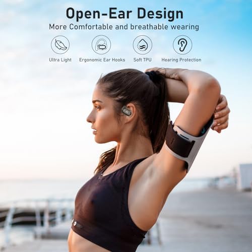 YMOO Open Ear Wireless Bluetooth 5.2 Headphones – Superior Comfort Sweatproof Air Conduction Earbuds, 34-Hour Playtime, Ultra-Low 40 ms Latency for Gamers and Fitness Enthusiasts, Impressive Hi-Fi Sound Quality, Lightweight and Secure Design for Ultimate Awareness (Black)