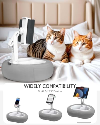 Ultimate Comfort Tablet Pillow Stand: Versatile 360° Rotating Holder Compatible with 5″-12.9″ Devices – Soft Plush Fabric, Detachable Snack Bowl, Ideal for Reading & Relaxation in Bed – Perfect for Kindle, i Pad, Samsung & More