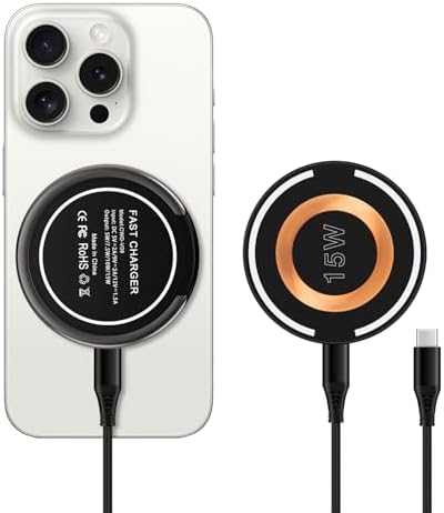 15 W Qi Wireless Charging Pad for Fast Charging – Compatible with i Phone 15/16/14/13/12, Samsung Galaxy S23/S24/S25/S21/S20, Google Pixel 9/8 XL, and Moto Edge – Sleek, Portable Design with Intelligent Overheating Protection and Non-Slip Surface for Hassle-Free Power Solutions