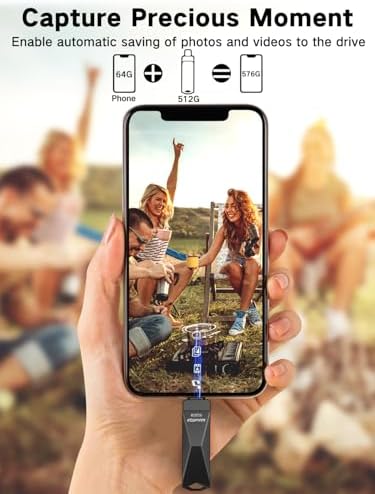 512 GB Photo Stick USB Drive – Ultimate Memory Expansion for i Phone, i Pad, Android, and PC – Fast Data Transfer & Plug-and-Play Convenience – Sleek Black External Storage Solution for Effortless File Management