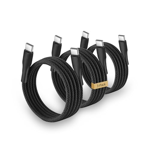NENJI 3-Pack USB-C to USB-C 100W Fast Charging & Data Cable, 3.3FT Dark Grey – Compatible with iPhone 16/16 Plus/16 Pro Max/, MacBook Pro, iPad Pro, Dell XPS, Samsung Galaxy S24 Ultra, Pixel, Switch – Enhanced Compatibility and Speed