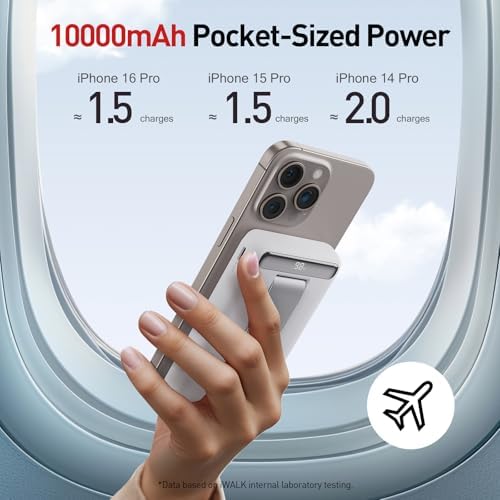 i WALK Qi2 Certified 15 W Magnetic Wireless Power Bank – 10000 m Ah Portable Charger with Adjustable Stand & LED Display for i Phone 16/15/14/13/12 Pro/Pro Max/Plus/Mini – Ultra-Fast Charging Solution for On-the-Go Professionals and Travelers