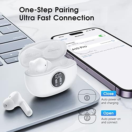 Unleash Superior Audio Performance with Sea Blue Wireless Earbuds – Featuring Bluetooth 5.3 for Rapid Connection, 40-Hour Endurance, Deep Bass Enhancement, and Noise Cancelling Technology – IP7 Waterproof for All-Weather Use with i Phone & Android Compatibility