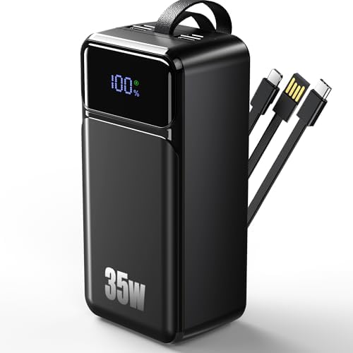 Ultimate 80000 m Ah Power Bank – High-Capacity Portable Charger with 35 W Fast Charging and Built-in 3 Cables – 7-Port Multi-Device Compatibility for i Phone, Galaxy, Steam Deck – Perfect for Outdoor Adventures – Enhanced Safety Features, Durable Design, and Convenient Carry Strap – LED Smart Display for Real-Time Monitoring – Backed by 3-Year Warranty and 24/7 Tech Support