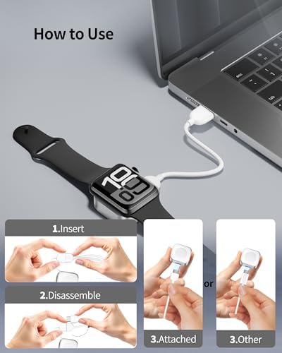 Dual-Function Magnetic USB-C Charging Cable for Apple Watch – Efficient Fast Charging for i Watch Ultra, SE, and Series 10-3 – The Ultimate Travel Essential for Camping, Cruising, and Vacations – Lightweight, Durable Design Ensures Seamless On-the-Go Power Solutions