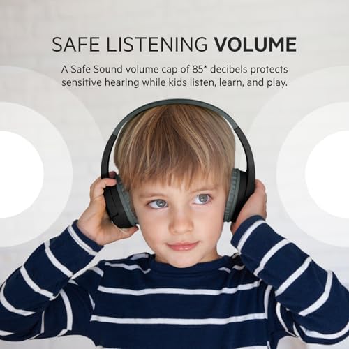 Belkin Sound Form Mini Kids Wireless Bluetooth Headphones – Safe 85 d B Volume Control, 30-Hour Playtime, Built-In Microphone – Lightweight On-Ear Style for i Phone, i Pad, Fire Tablet & More – Ideal for Learning, Entertainment & Safe Listening