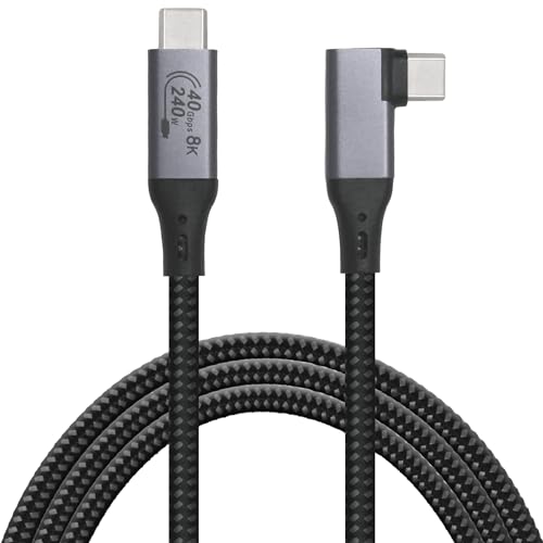Elevate Your Connectivity with a 6-Foot USB4 Cable – Ultra-Fast 40 Gbps Data Transfer, 8 K HD Display Support, and 240 W Rapid Charging – Flexible 90-Degree Right Angle USB-C Design for Optimal Performance in Tight Spaces and Seamless Compatibility with Thunderbolt 3 & 4 Devices