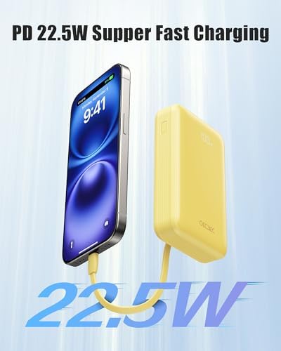 High-Capacity 20000 m Ah Portable Charger – 22.5 W Fast Charging Power Bank for i Phone, Samsung & Android Devices – Essential Travel Accessory in Vibrant Yellow for On-the-Go Power Solutions