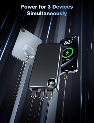 Massive 56,800 m Ah Portable Power Bank with 22.5 W Fast Charging – Triple Device Charging Capability, USB-C Compatibility & LED Battery Level Indicator – Essential Travel Companion for i Phone 16/15/14/13, Samsung Galaxy, and i Pad Users – Experience Uninterrupted Mobile Power Anytime, Anywhere